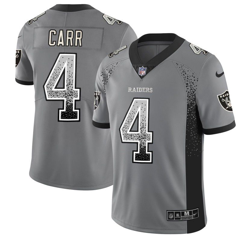 Men Oakland Raiders #4 Carr Grey Drift Fashion Color Rush Limited NFL Jerseys->chicago bulls->NBA Jersey